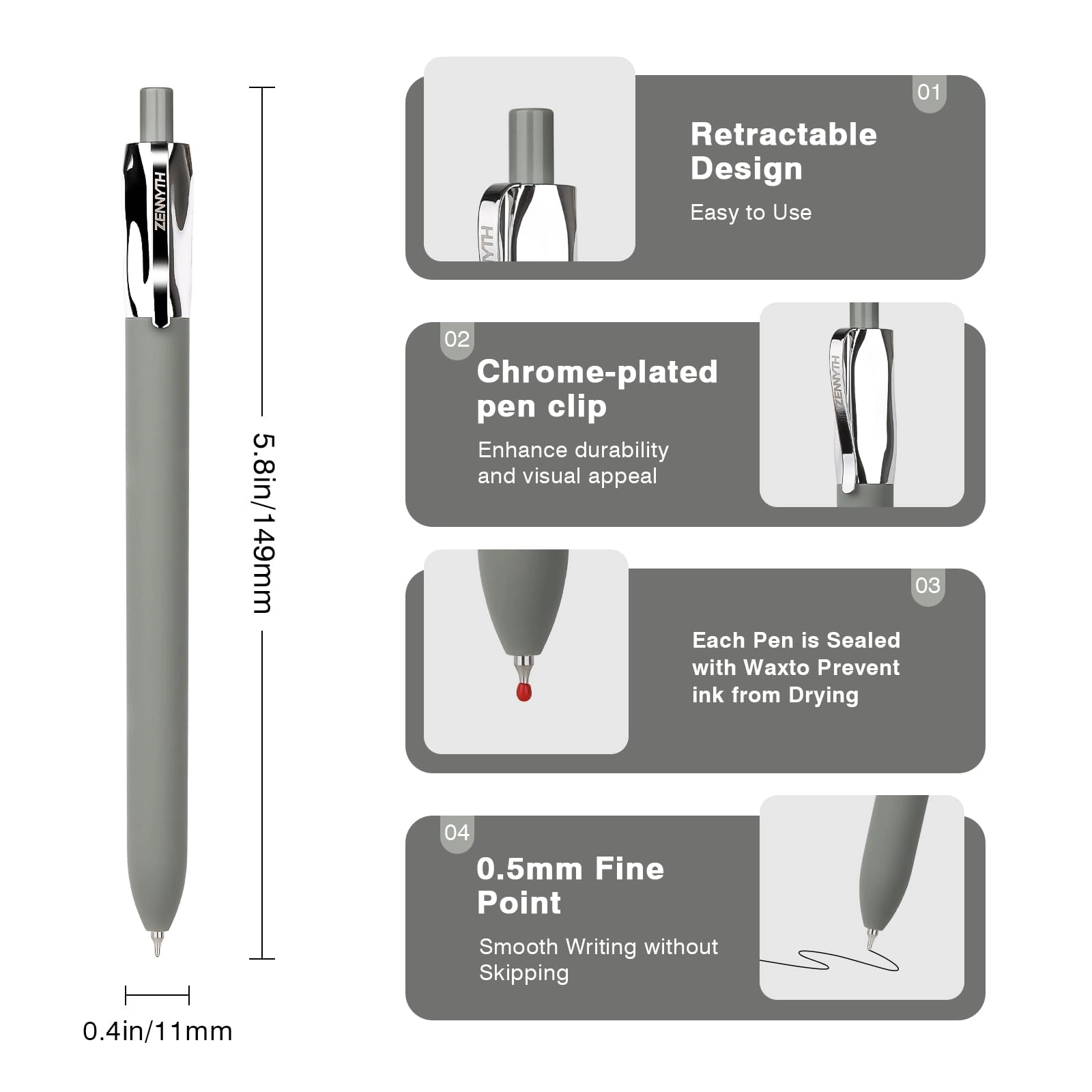 Gel Pens - 5.0 Count 0.5mm Millimeters