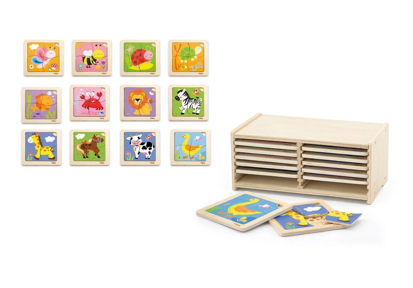 VIGA Wooden Flat Puzzle (SW-51424) - 12 pcs