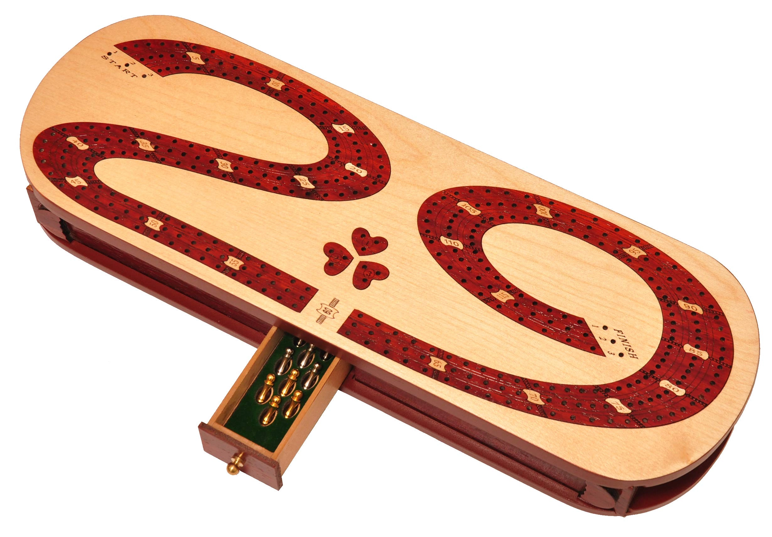 3 Track Cribbage Board - 29 shape Blood wood / Maple