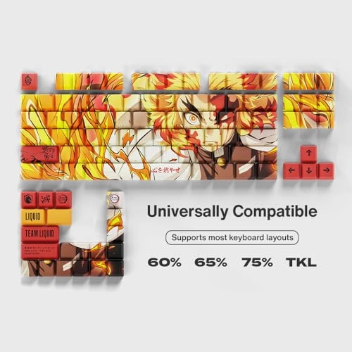 Demon Slayer Kimetsu No Yaiba Kyojuro Rengoku Keycaps - US Layout Wired