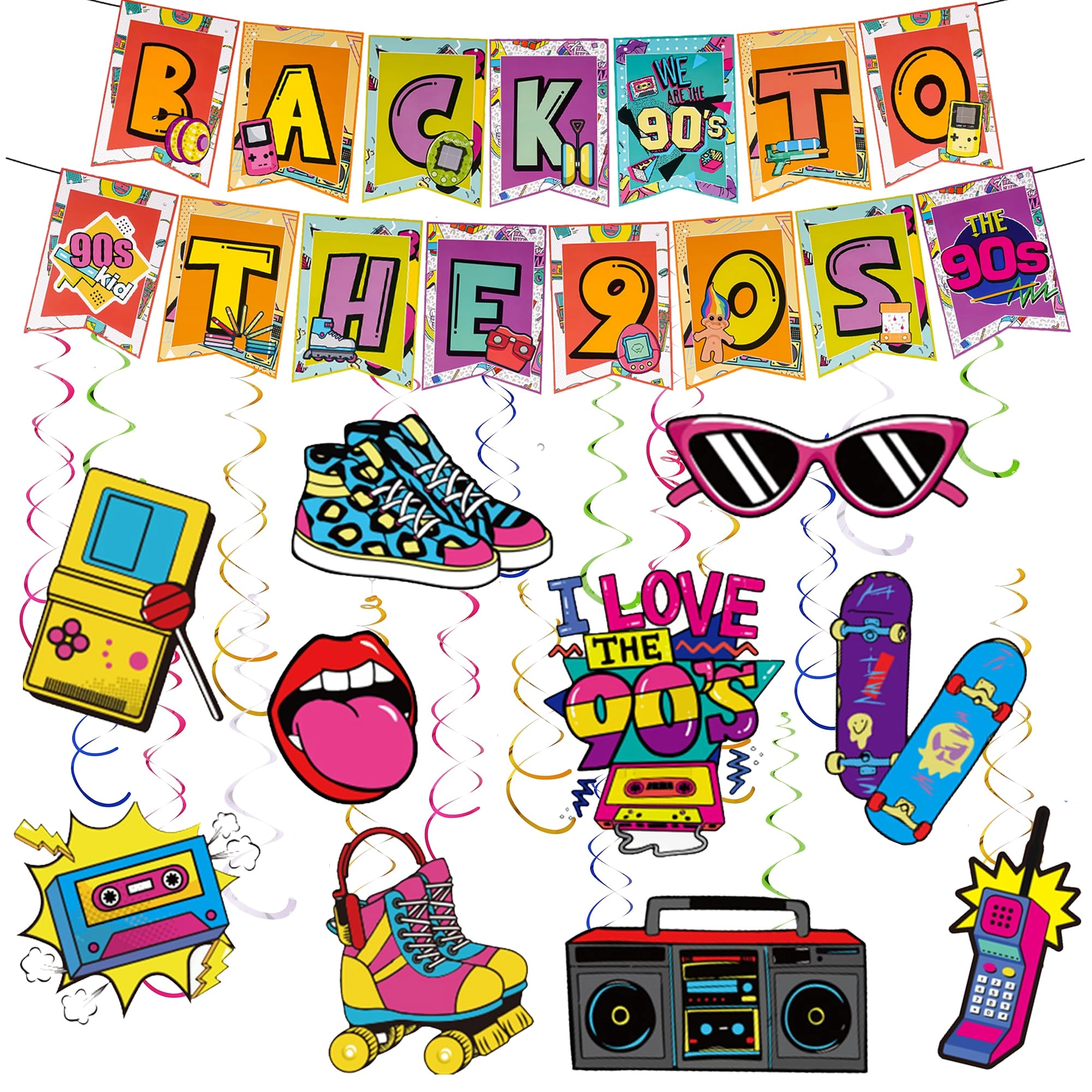 Pecration Disco 90s Party Decorations - 21.0 Count Birthday, Disco Party, Party