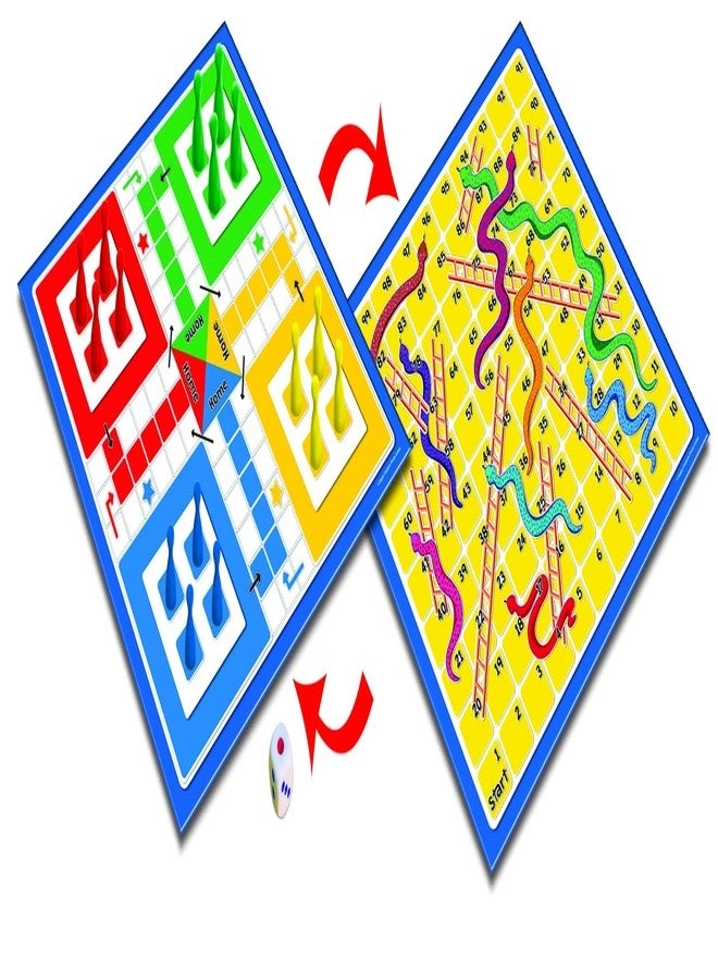 Mini Ludo and Snakes & Ladders - 2-in-1 Compact Double-Sided