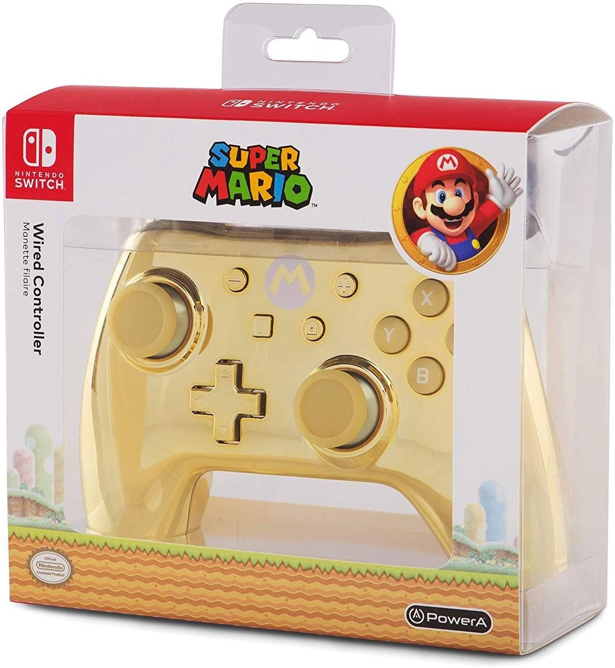 Nintendo Wired Controller - Gold Mario Chrome