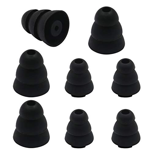 Triple Flange Earbud Tip for Etymotic Shure Klipsch Westone - 2mm Hole 4 Pairs S/L