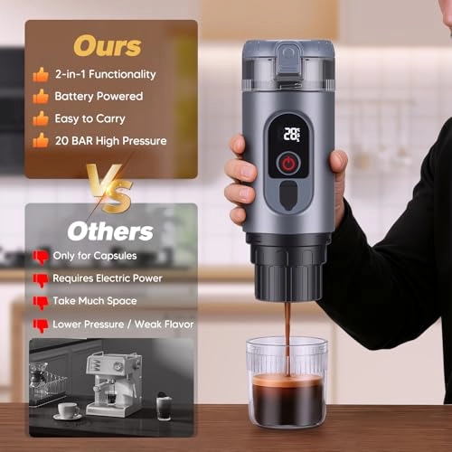Portable Coffee Machine - 60ml Ground coffee Nespresso compatible capsules
