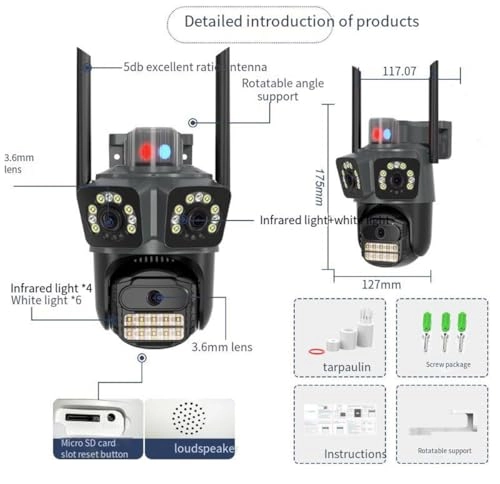 Three Lens Security Camera Outdoor 1080p