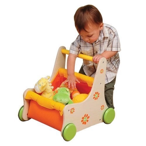 Constructive Playthings Beginners Buggy - Holds Baby Dolls Wood Friction-Control Wheels