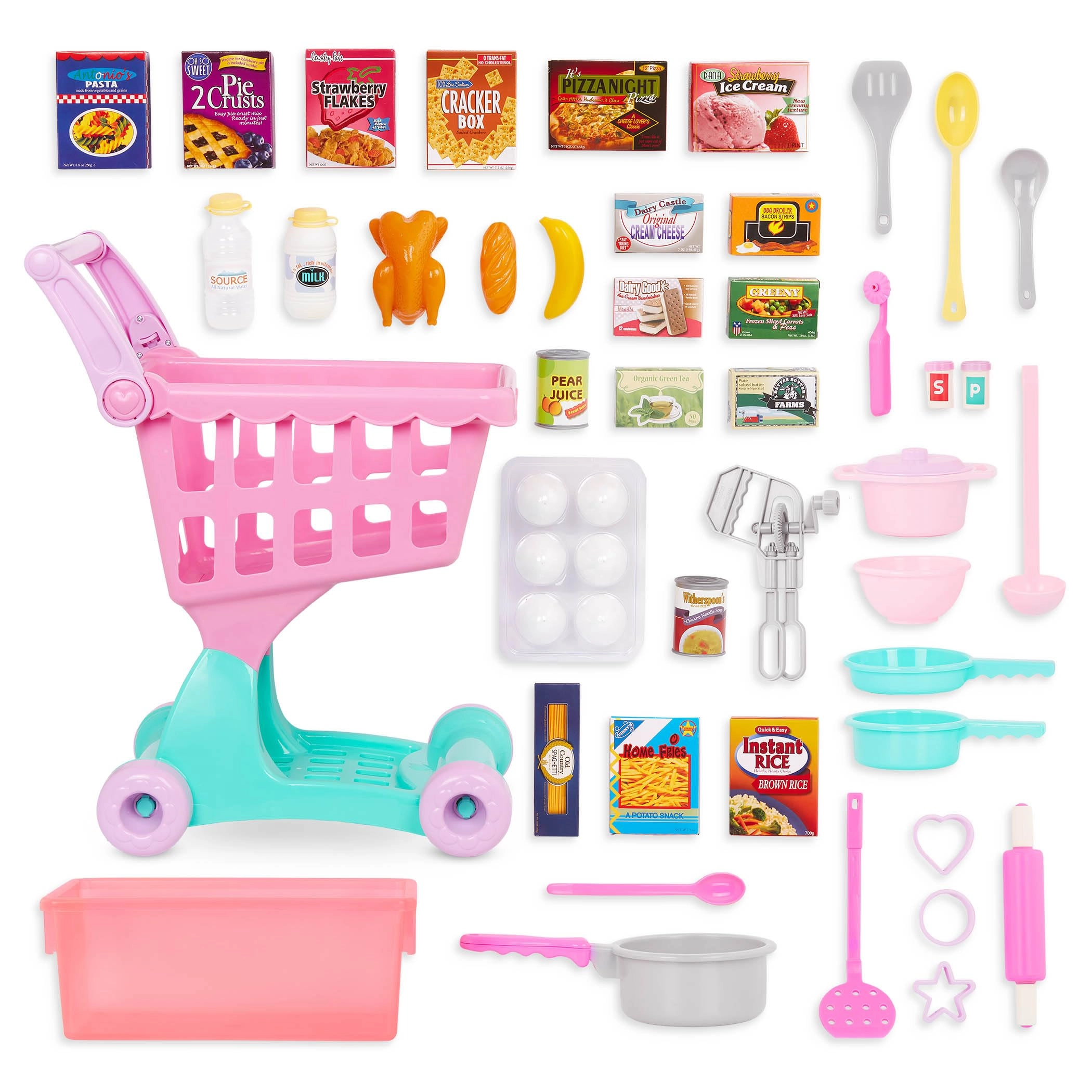 Battat Play Circle - Shopping Cart & Grocery Set - 50 pcs
