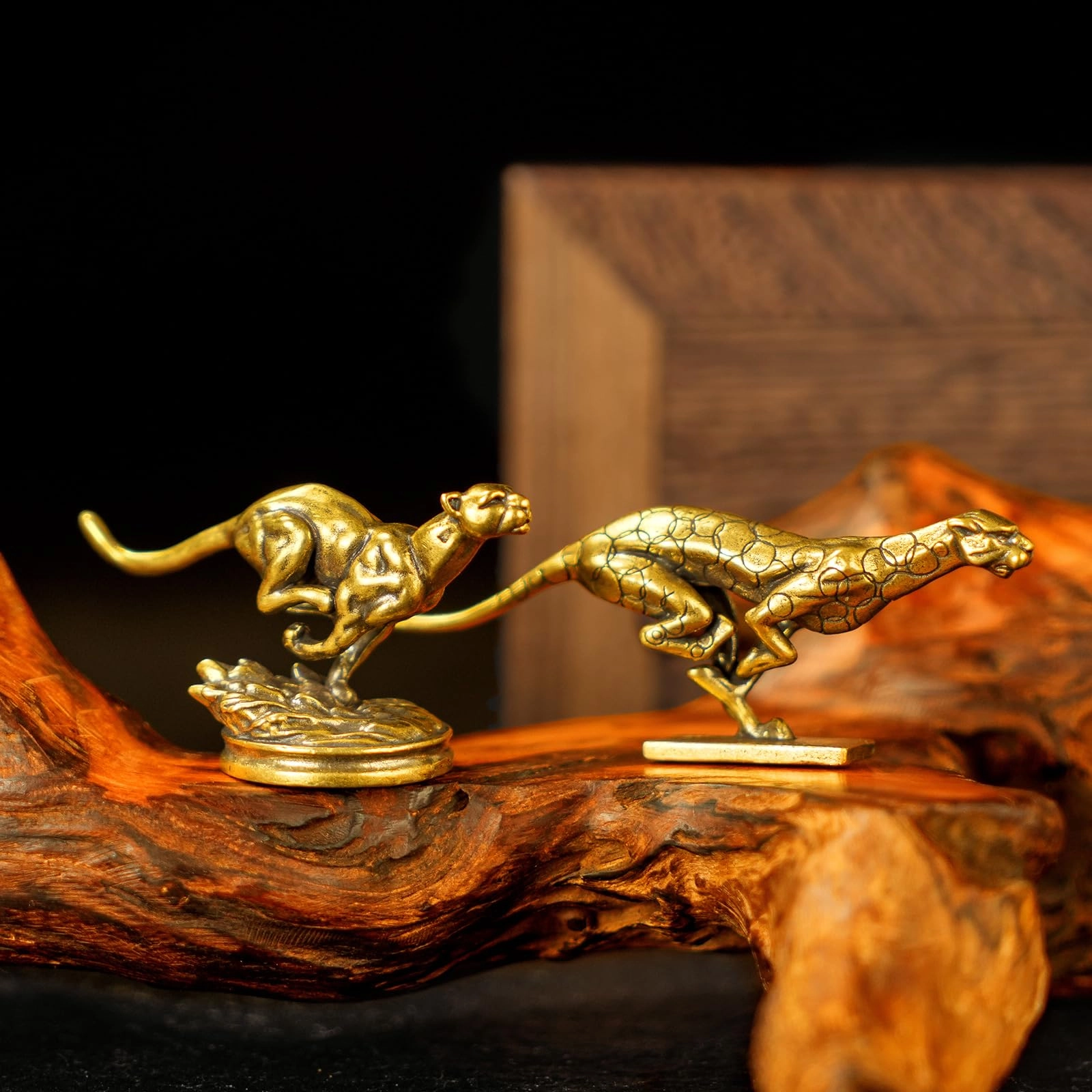 Running Cheetah Statue - Brass