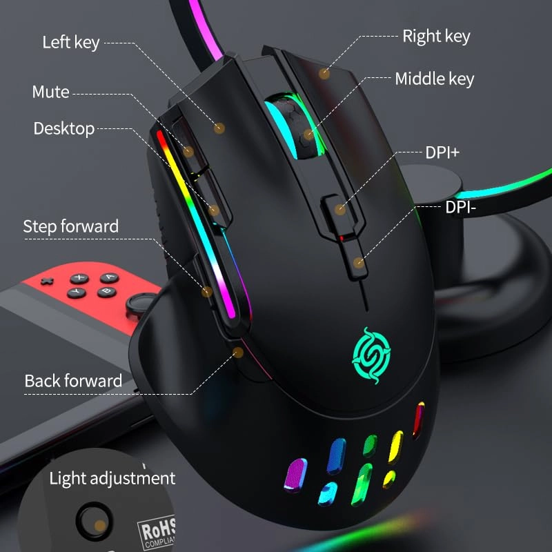 2.4G Wireless Mute RGB Light Honeycomb Gaming Mouse - 2.4G Wireless