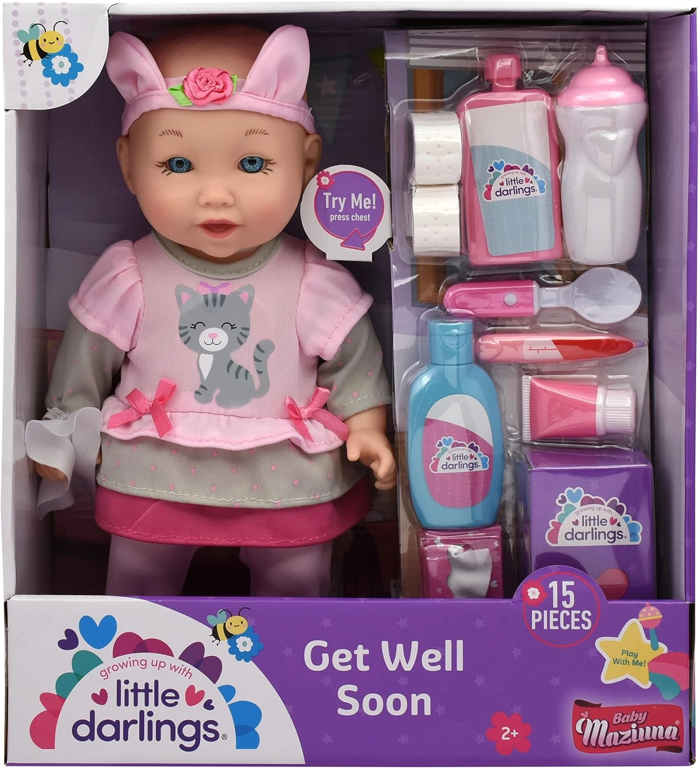 Baby Maziuna Little Darlings Get Well Soon Doll - 12" 15Pcs Ages 2+