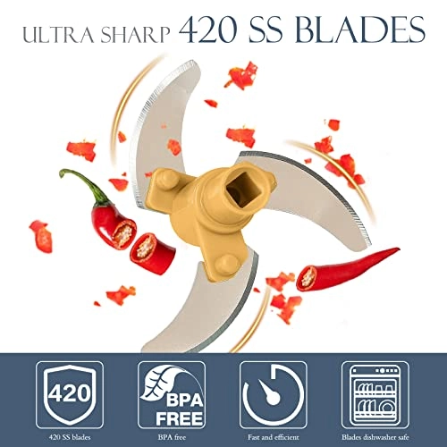 Manual Food Processor - 16.9 Fluid Ounces three blades