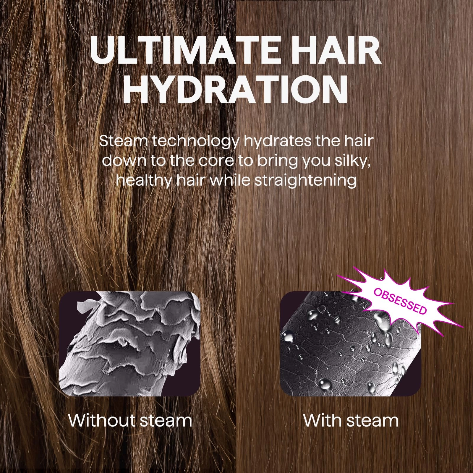 Steam Hair Straightener - 1.38''