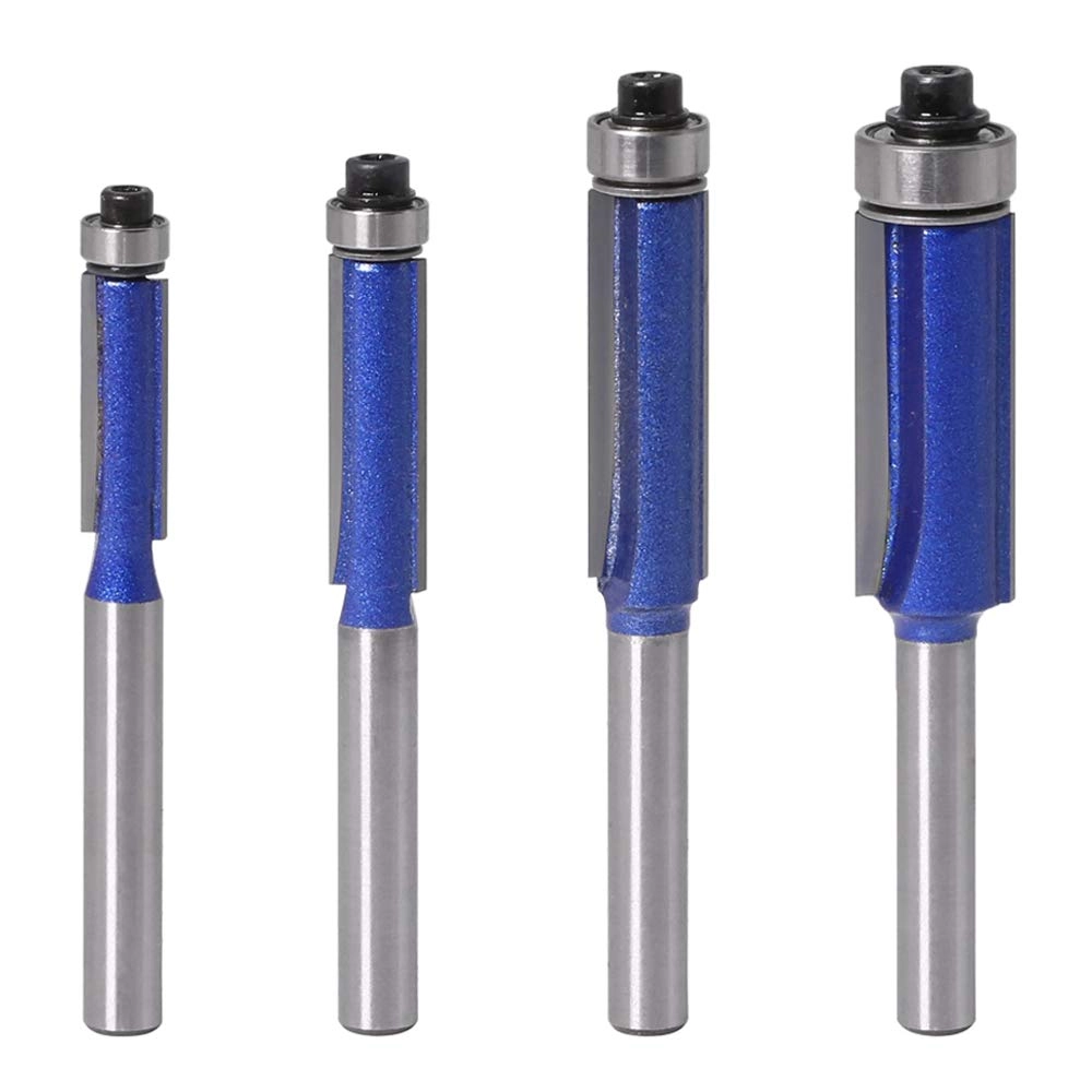 Flush Trim Router Bit - 1/4",5/16",3/8",1/2" 1/4" 4PCS