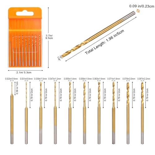 Mini Twist Drill Bit Set - High Speed Steel 10Pcs 0.6mm-2.2mm