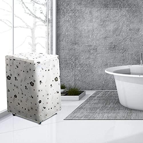Washing Machine Dust Cover - 58*56*87cm Black Flowers