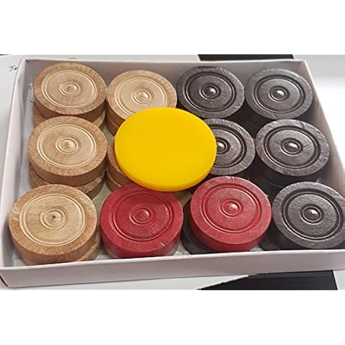 rayihni Carrom Coins - Wooden 24 Coins + Striker