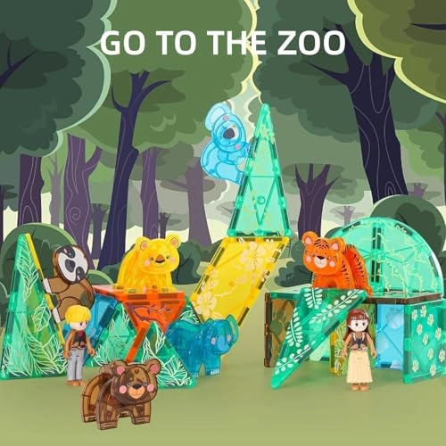 Safari Animals Magnetic tiles - 1 month and up 29 pieces