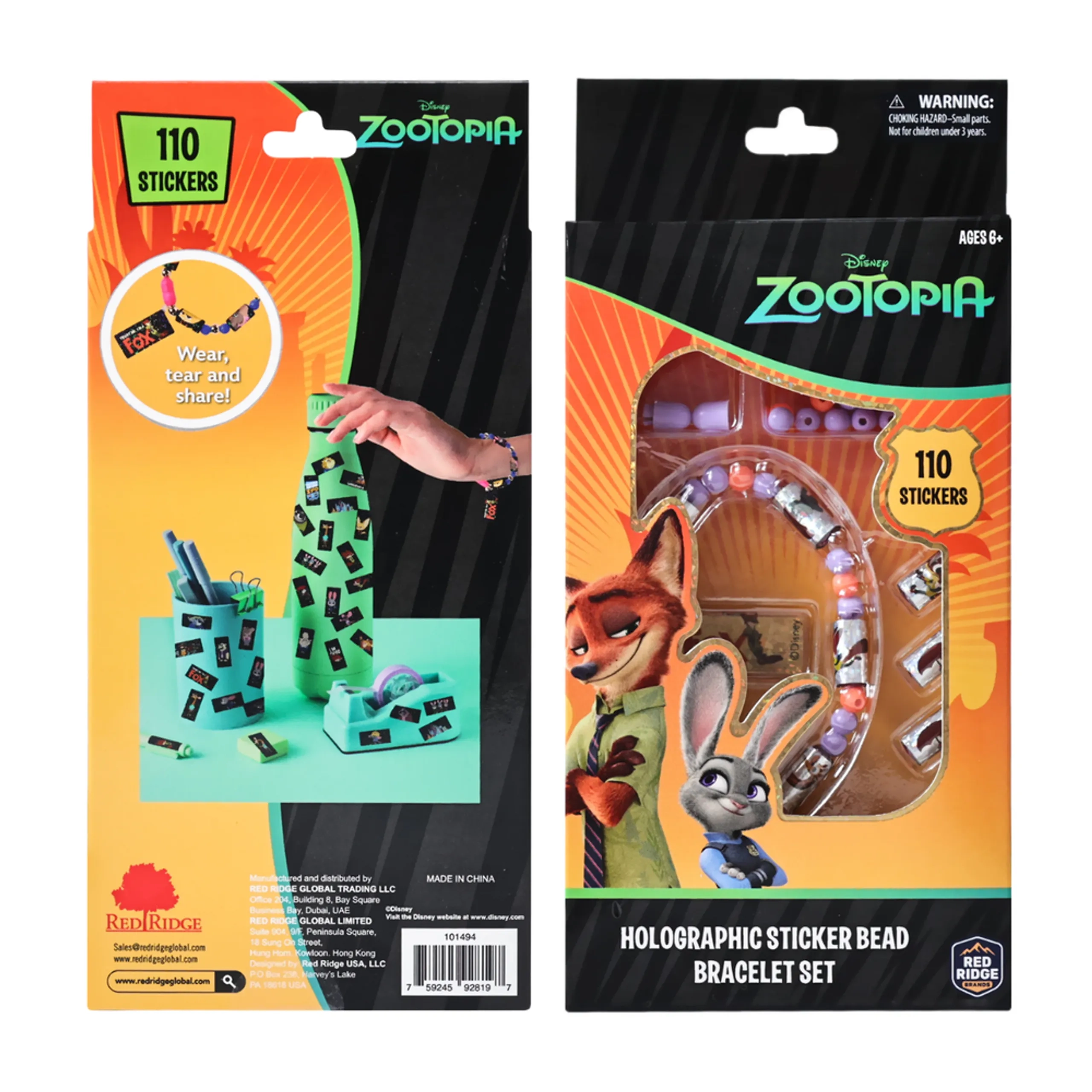 Holographic Sticker Bead Bracelet Set - Zootopia - 6+ years 110 pcs