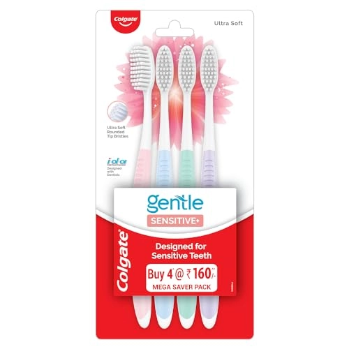 Gentle Sensitive Toothbrush - ultra soft multicolour 4-Piece Pack