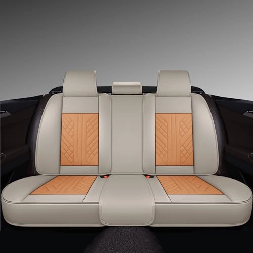 Bench Seat Cover - Rear Seat Faux Leather Khaki and Orange