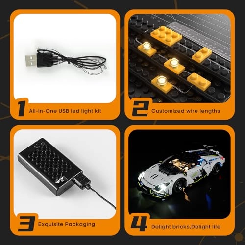 Lamborghini Revuelto Super-Sports-Car (42214) - LED Lighting Kit White