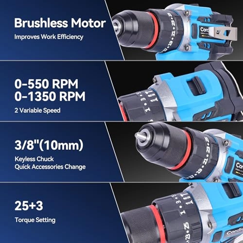 Cordless Drills Driver Brushless - 2000mAh