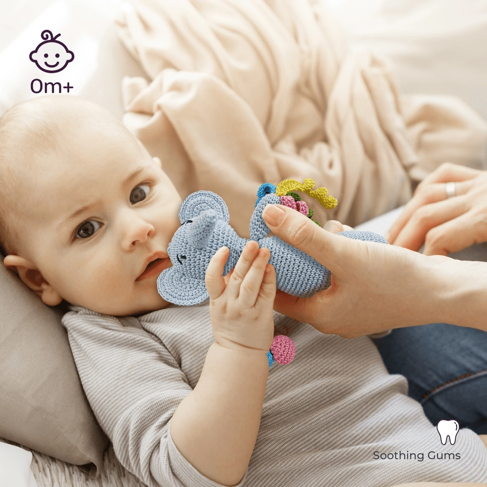 Crochet Ring Rattle Toy - Suitable for 0 month & above premium cotton yarn Tiger