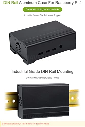 DIN Rail Aluminum Case for Raspberry Pi 4 - Cooling Fan Heatsinks