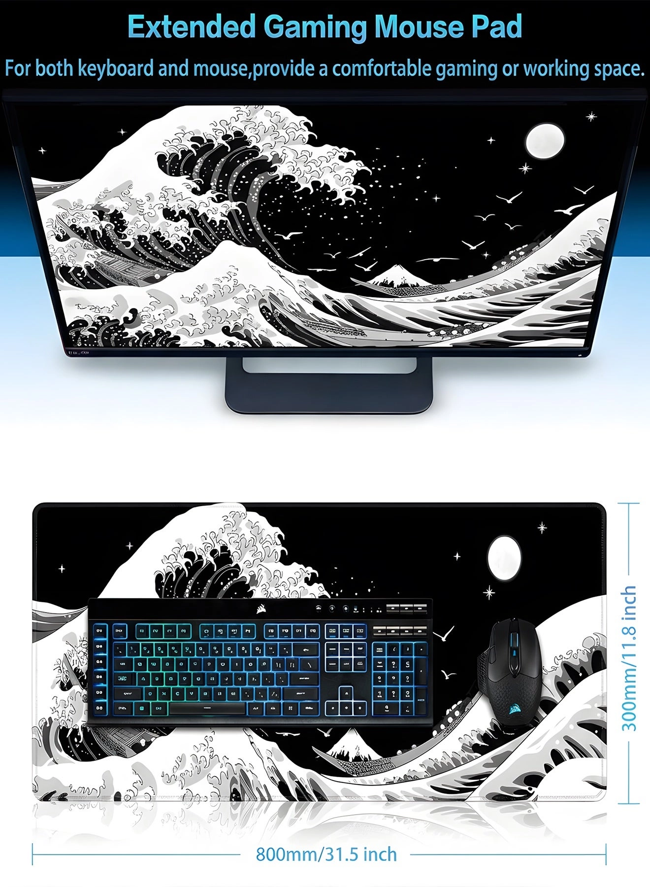 3DLine Cloth Gaming Mouse Pad - 80x30 cm