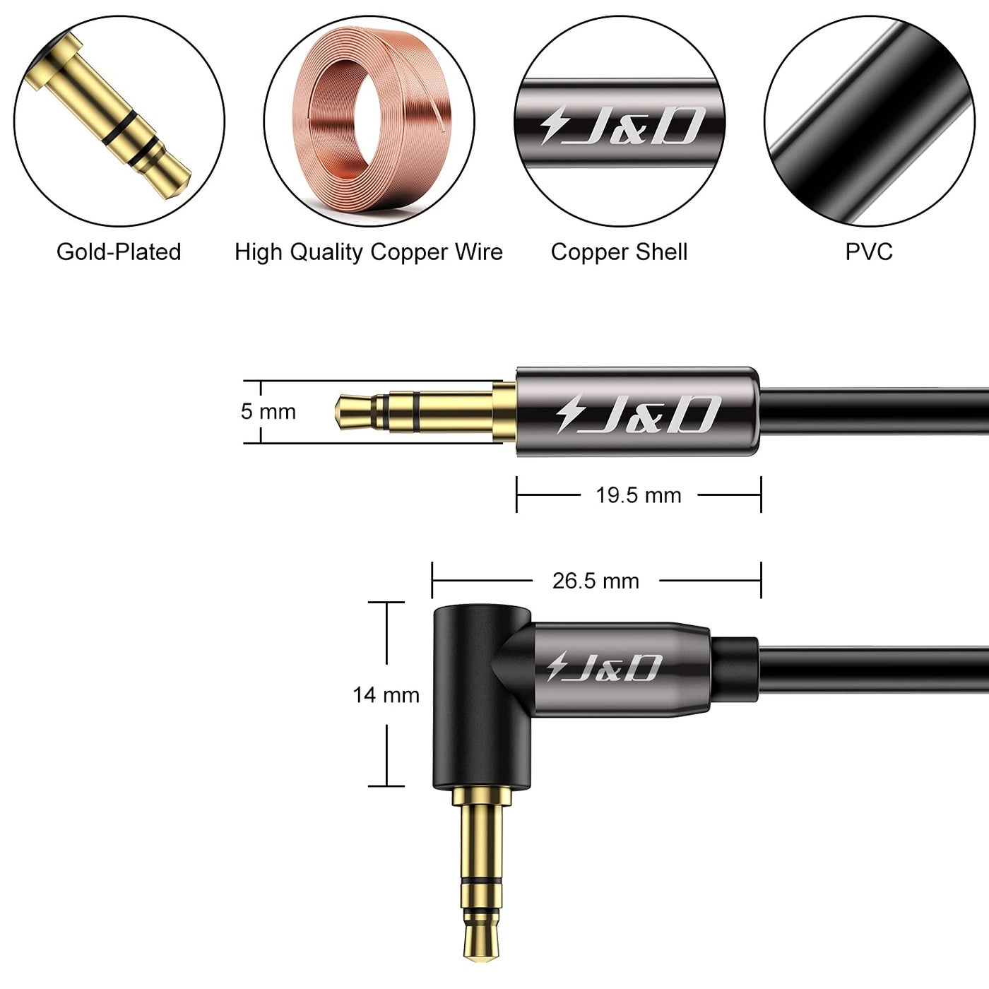3.5mm Stereo Audio Aux Cable - 3 Feet