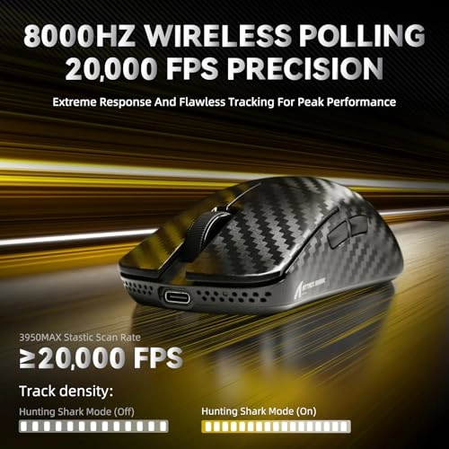 R5Ultra 8K Carbon Fiber Gaming Mouse - 2.4G Wireless Bluetooth USB