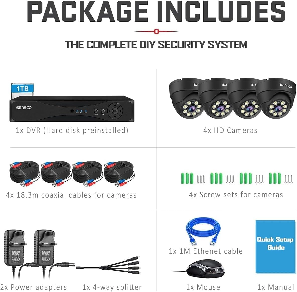 DVR - 8 Channel + Hard Drive - 3TB + Camera - 5MP
