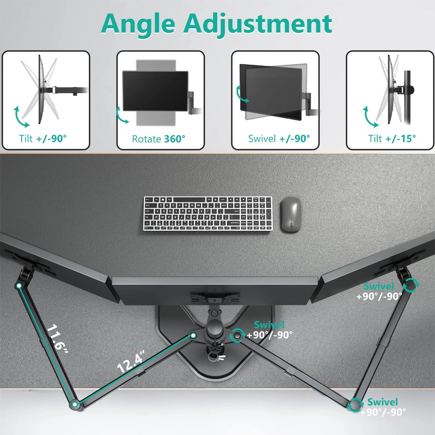 Triple LCD Monitor Desk Mount - 27 inch