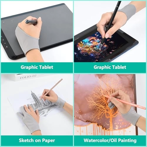 Drawing Glove - Two Finger 4 Pack Grey Size M