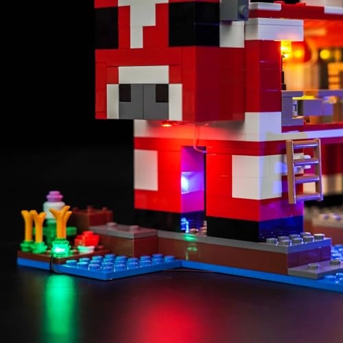 LED Lighting Compatible with The Mooshroom House 21270 - AAA batteries USB power