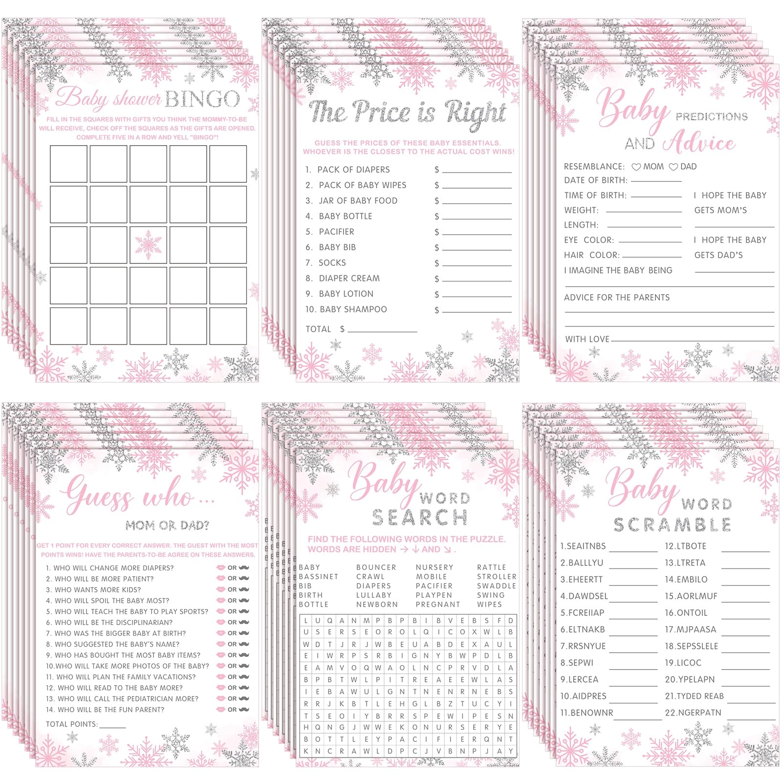 Jetec Baby Shower Games - 302 Pcs Baby Shower