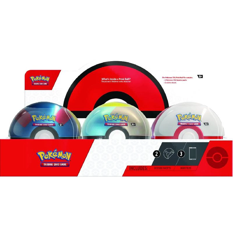 Poké Ball Tin - 1 Random Ball 3 Booster Packs Coin