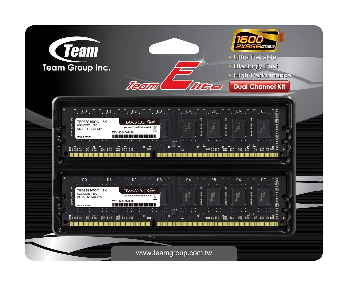 Elite DDR3 - 16GB 1600MHz 240 Pin