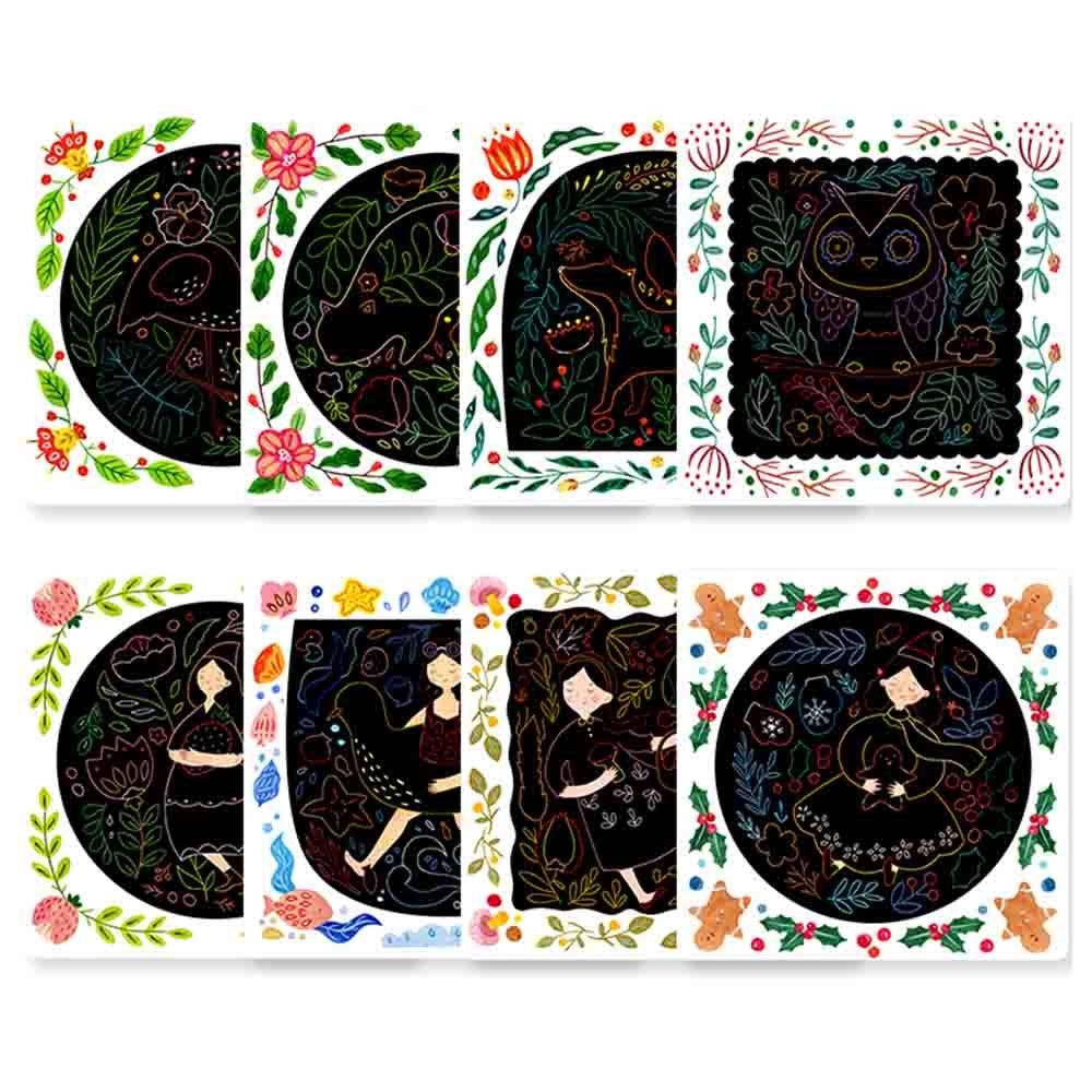 Scratch Art Kit - x 8 Bamboo Pen X 1