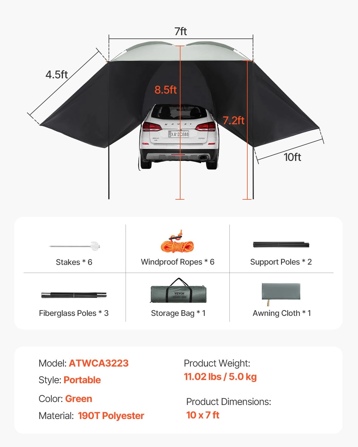 Versatility Camping Tent - 10x7 ft