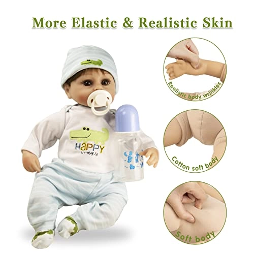 Reborn Baby Doll - 16" Silicone Vinyl Boy Gift Set