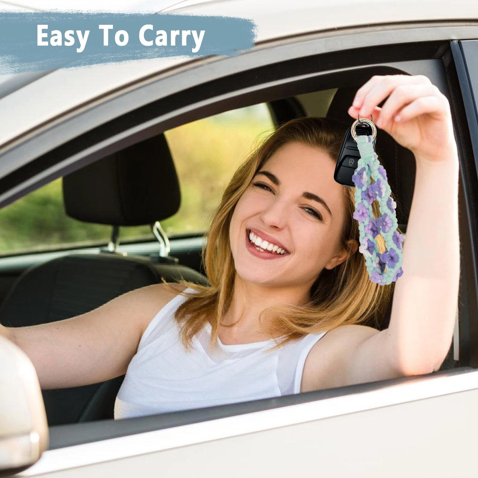 Boho Macrame Keychain - Car