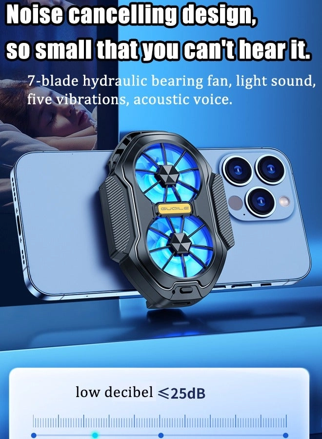 Phone Cooler - Dual Fan LED USB Rechargeable
