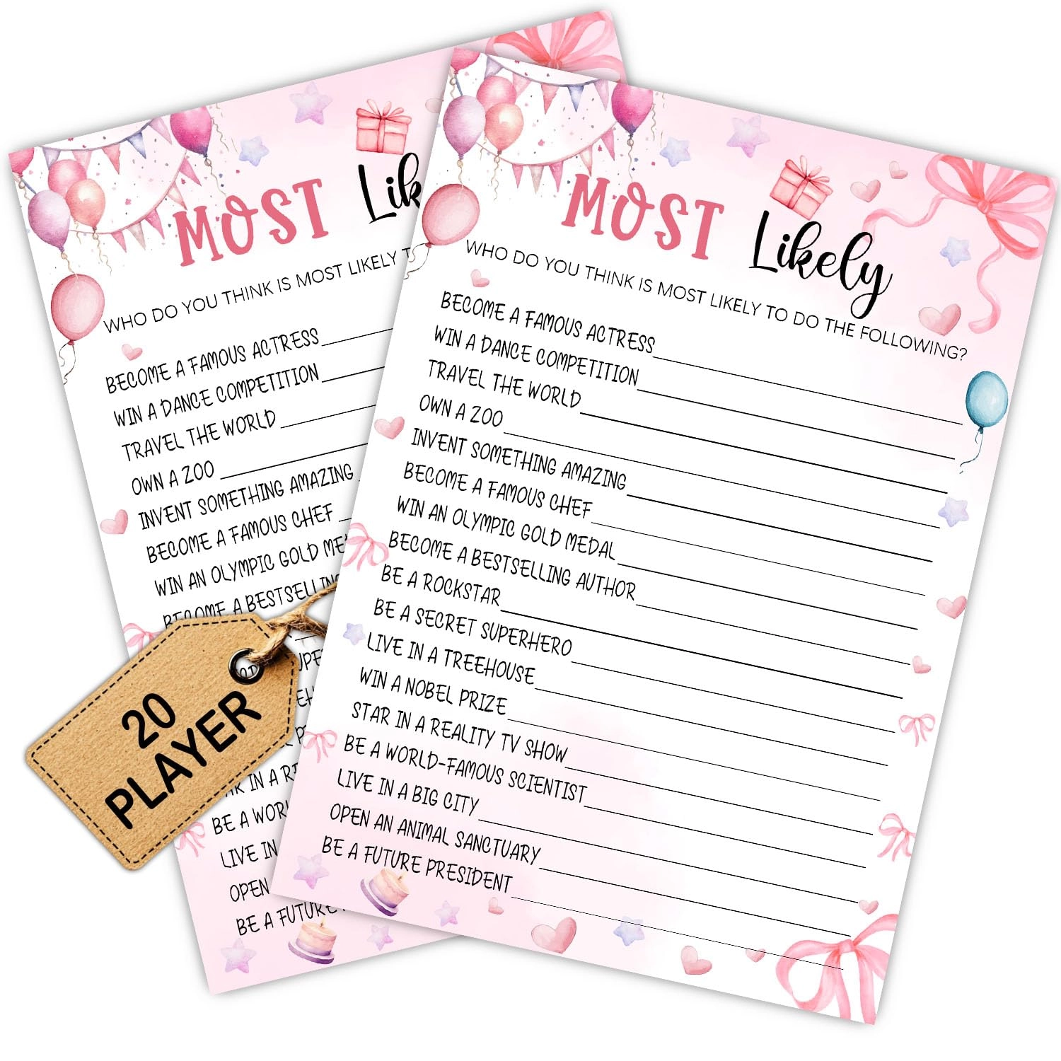 Slumber Party Game Cards - 20