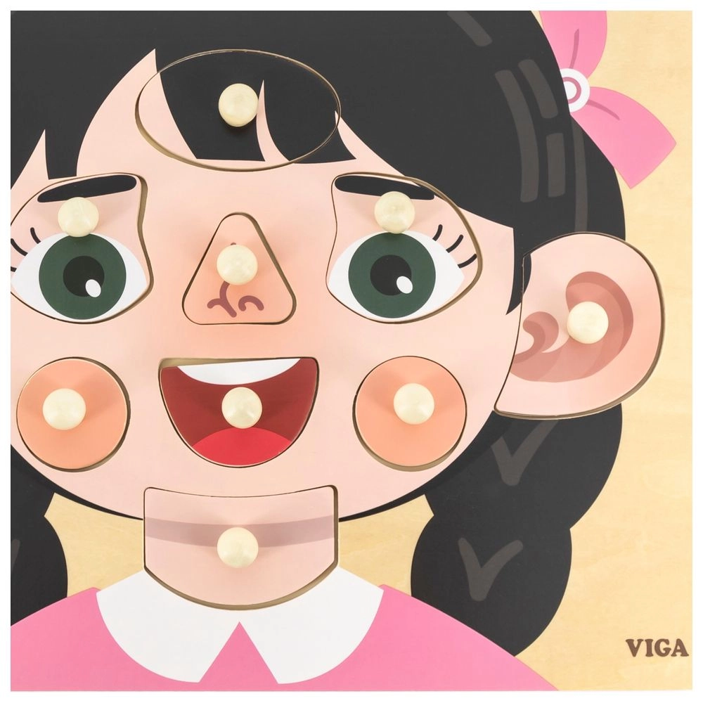 Girls Face Wooden Puzzle (29464294-44665) - 10 pcs