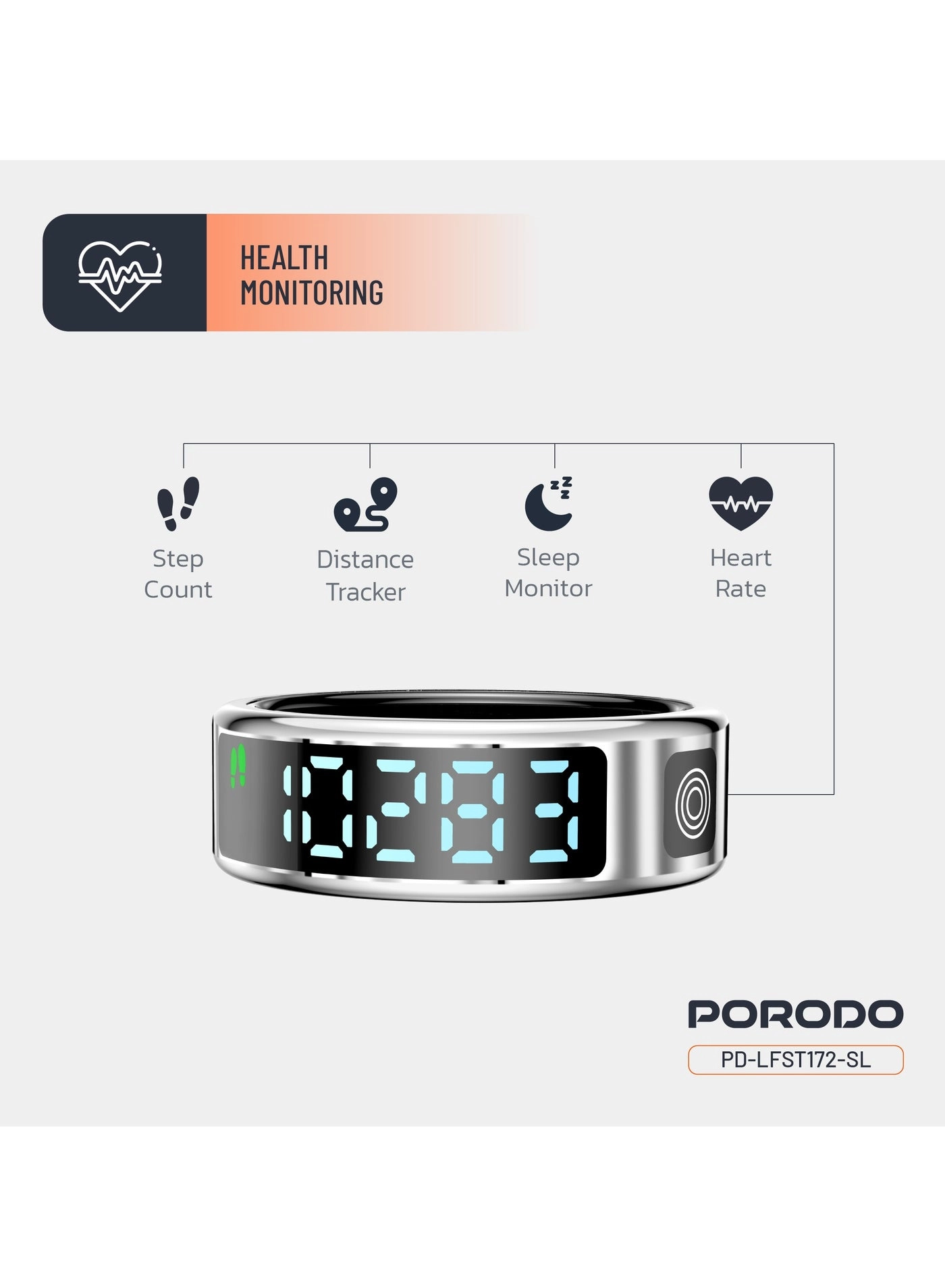 FitSync Smart Ring - Ring Size 7 (17.3mm) IP68 Water Resistant 16mAh