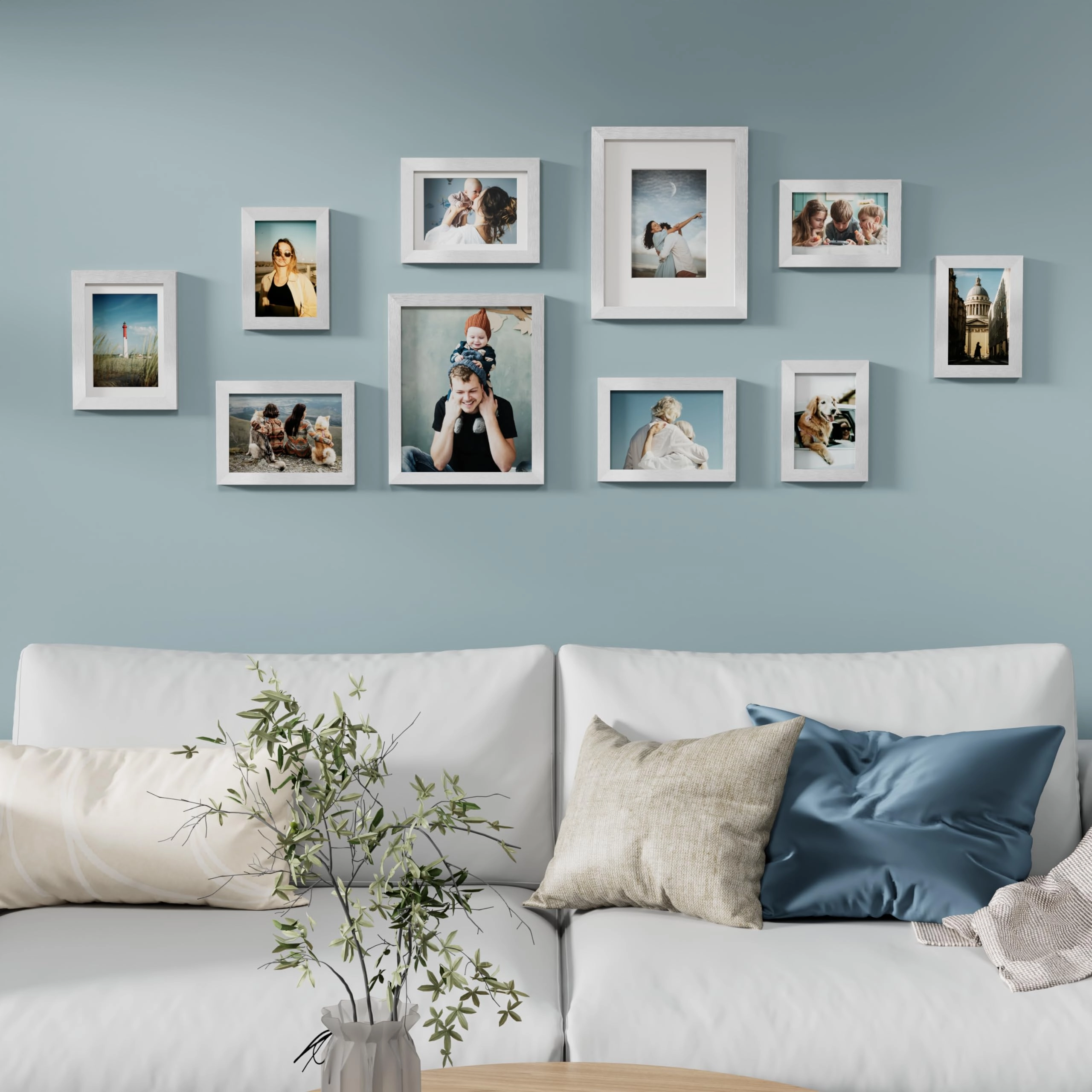 Picture Frames Set - 10 Pack Rustic Grey