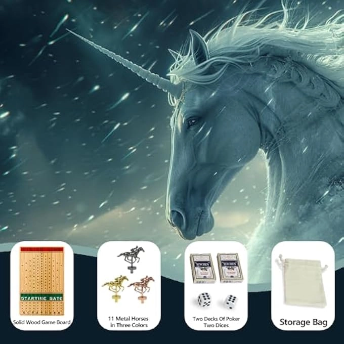 Horse Race Board Game - 11 Horses 4 Dice Solid Wood
