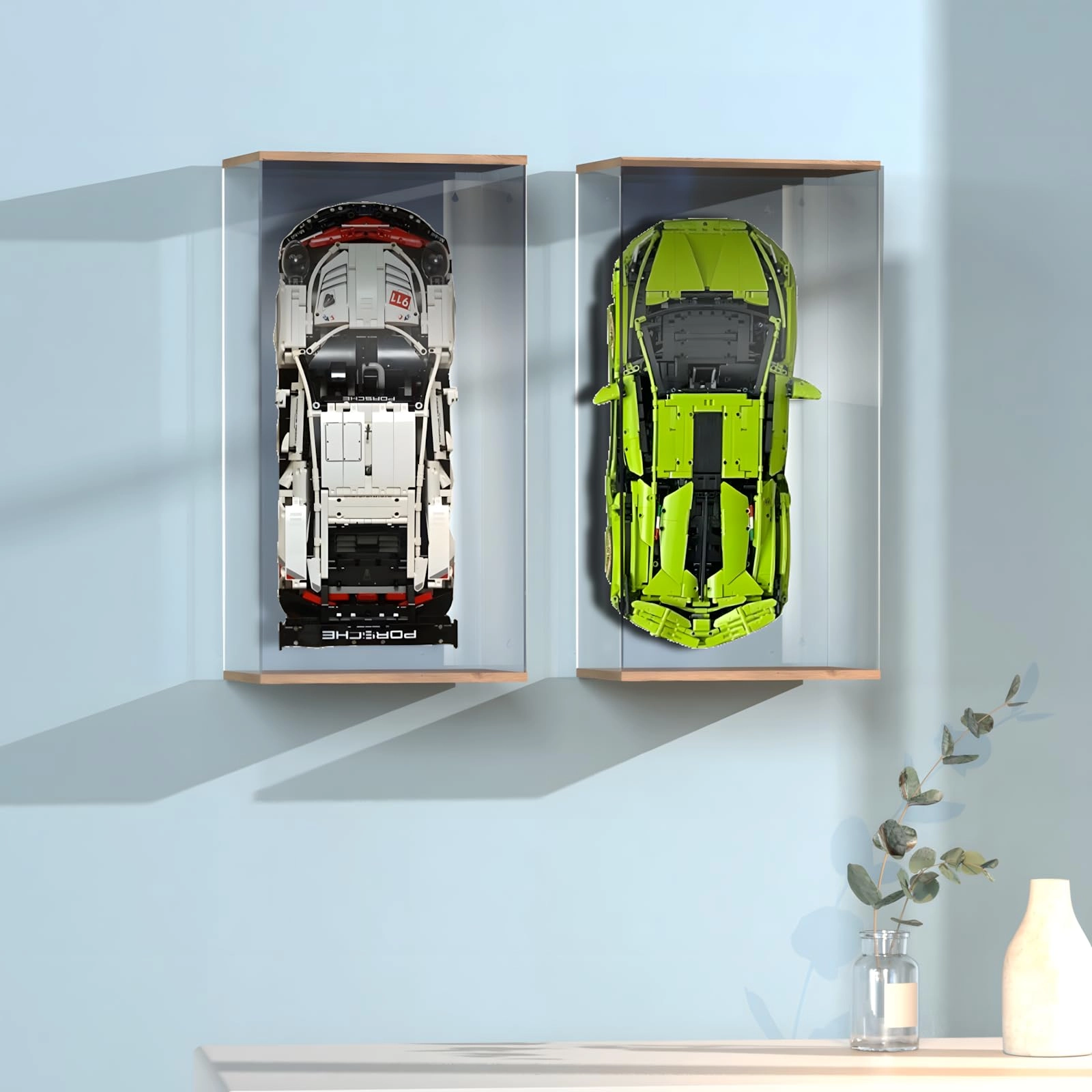 SUNHON Wall Mount Figures Display Cabinet - 35x21x65cm acrylic
